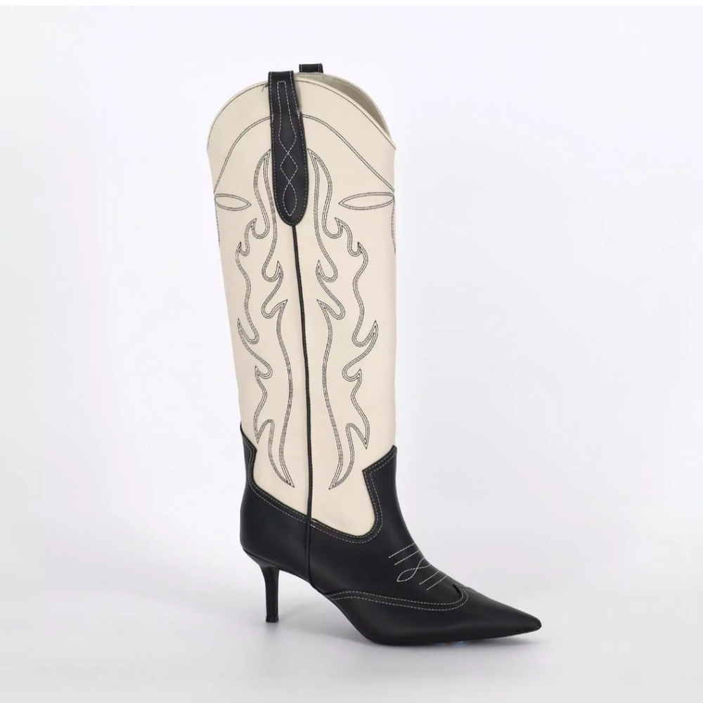 I.N.C. Int Concepts Women Bone White Faux Leather Hayleigh High Boot Size 8.5